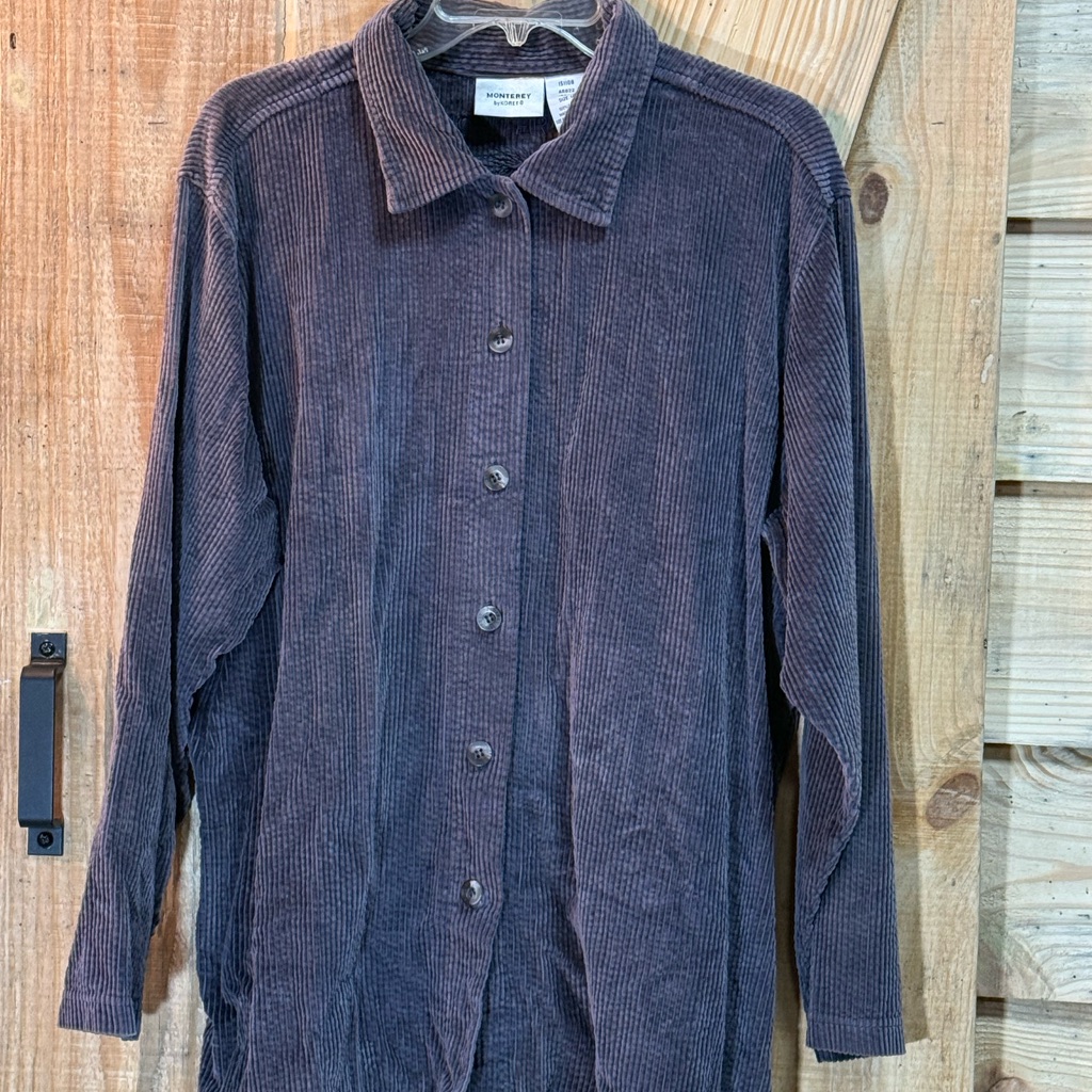 Monterey Corduroy Long Sleeve Button Down Shirt  Deep Purple